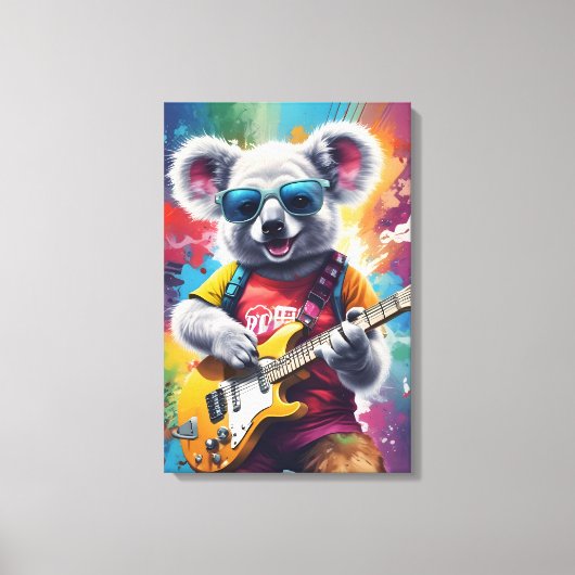 Toile Koala jouant de la guitare, du graffiti (Recto)