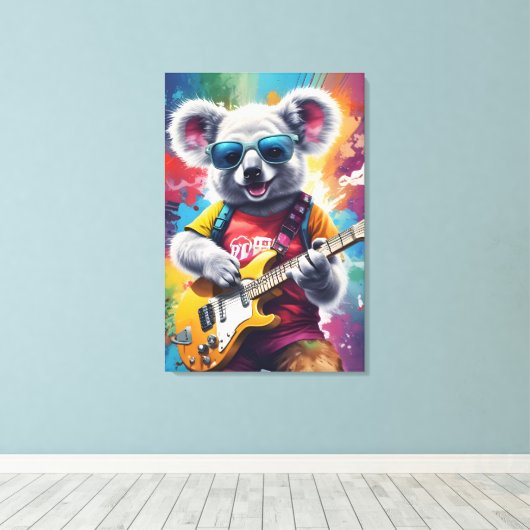 Toile Koala jouant de la guitare, du graffiti (Insitu (Plancher de Bois))