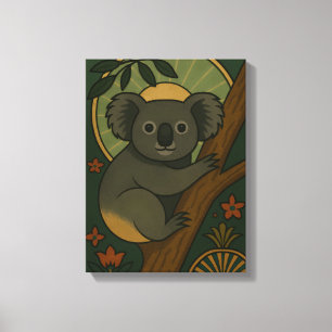 Toile Koala ornemental en Mandala botanique