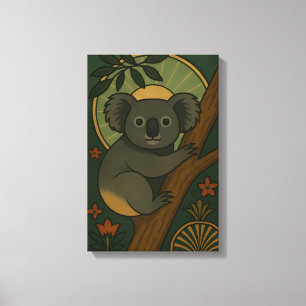 Toile Koala ornemental en Mandala botanique
