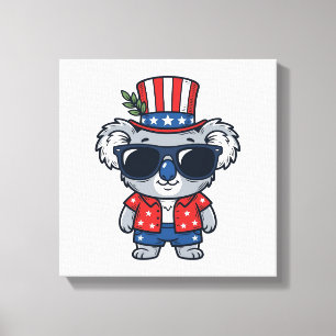 Toile Koala patriotique art vectoriel style vintage_1