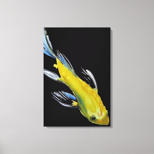 Toile Koi aquarelle japonaise jaune (Recto)