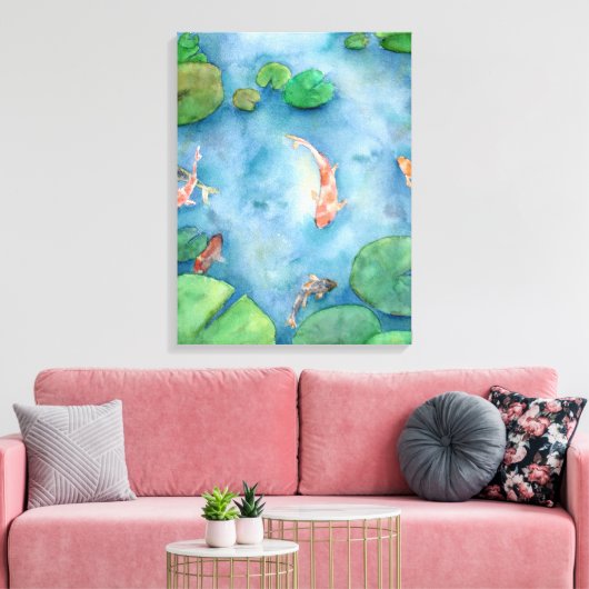 Toile Koi Fish Pond watercolor (Insitu(Salon))