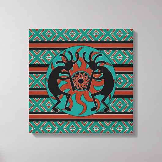 Toile Kokopelli Sud-Ouest Turquoise Peinture murale (Recto)