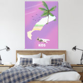 Toile Kos Grèce carte illustrée. (Insitu(Chambre))
