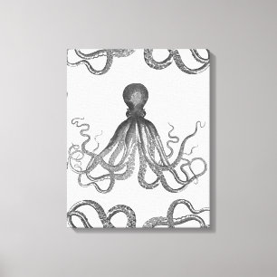 Toile Kraken - Octopus géant noir / Cthulu