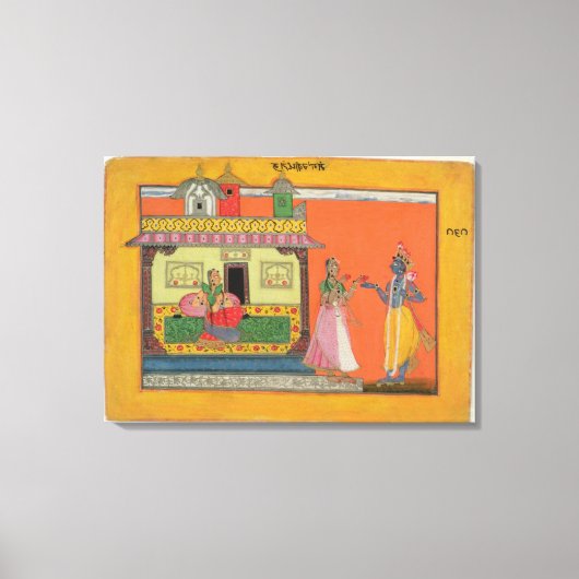 Toile Krishna arrivant chez Radha, illustration pour (Recto)