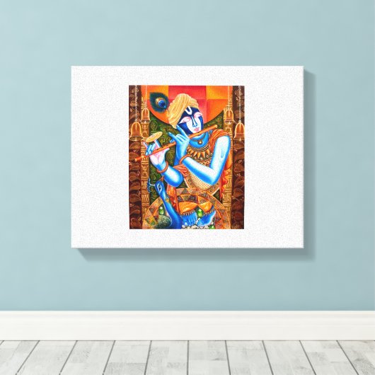 TOILE KRISHNA AVEC LA FLUTE (Insitu (Plancher de Bois))