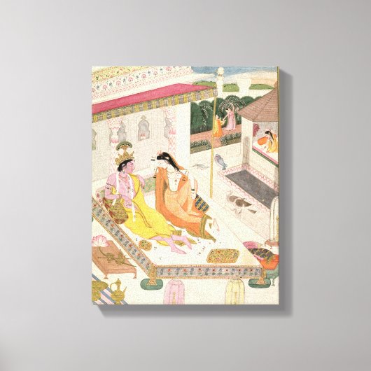 Toile Krishna et Radha sur un lit dans un palais mogul, (Recto)