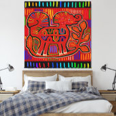 Toile Kuna Indian Baby Elephant - Mola Folk Art (Insitu(Chambre))