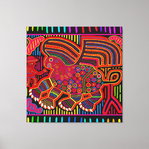 Toile Kuna Indian Friendly Dragon