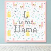 Toile L Est Pour Llama Boho Cute Alapaca Nursery (Insitu (Plancher de Bois))