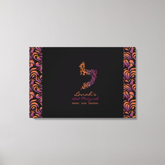 Toile L Lamed Hebrew Letter Bat mitzvah Sign-In Board (Recto)