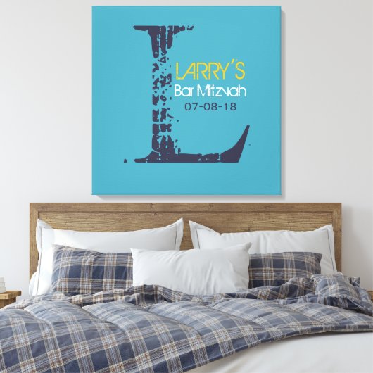 Toile L Monogram Initial Bar Bat mitzvah Panneau d'ouver (Insitu(Chambre))