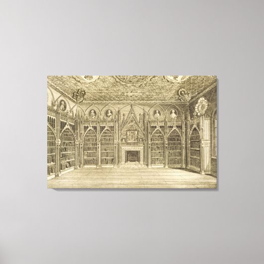 Toile La Bibliothèque, gravée par Godfrey, de 'Descripti (Recto)
