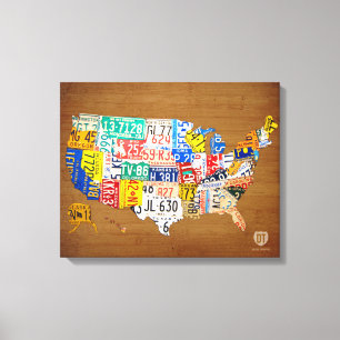 Toile La carte de plaque minéralogique des Etats-Unis