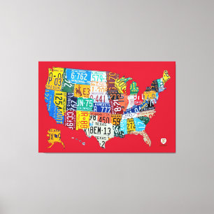 Toile La carte de plaque minéralogique des Etats-Unis a