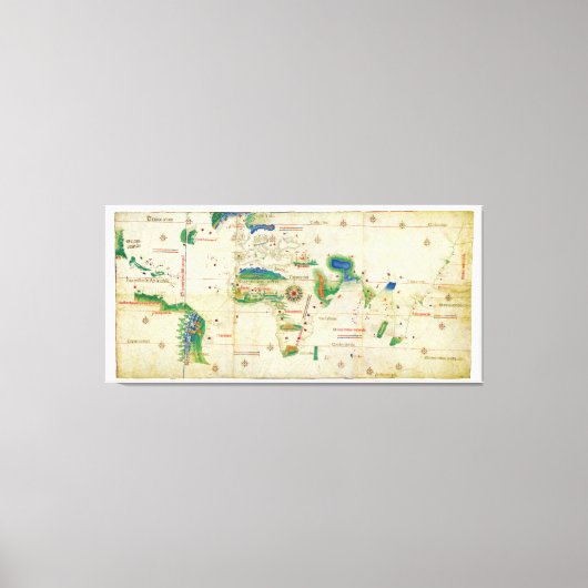Toile La carte du monde du Planisphère Cantino (1502) (Recto)