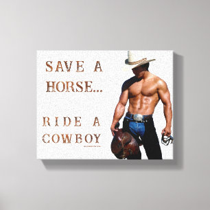 Toile La casquette de cowboy en paille sauve le cheval d