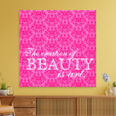 Toile "La création de la beauté est de l'art" damas rose (Insitu(Salon))