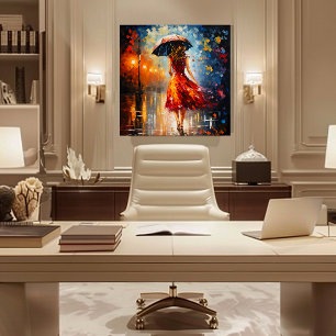 Toile La dame dans la pluie