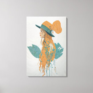 Toile "La Dame énigmatique en fleurs"