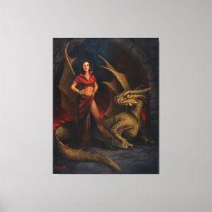 Toile La Dame et le Dragon