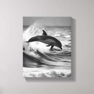 Toile La Dauphine Naturelle Jouer dans les vagues
