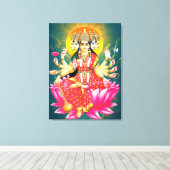 Toile La déesse Gayatri Devi sur Lotus Hindu Deity (Insitu (Plancher de Bois))