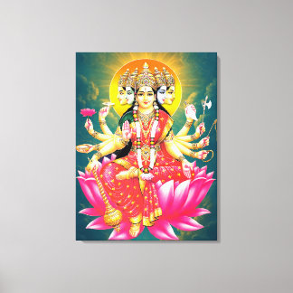 Toile La déesse Gayatri Devi sur Lotus Hindu Deity