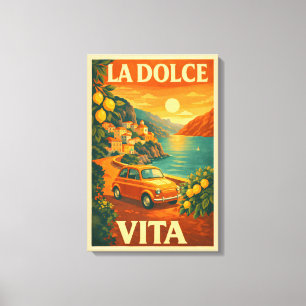 Toile La Dolce Vita – Affiche de voyage de la côte itali
