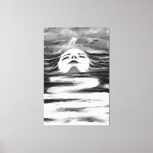Toile La Face Océanique - Noir & Blanc - Dessin Abstrait (Recto)