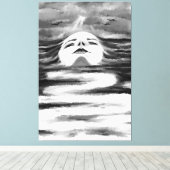 Toile La Face Océanique - Noir & Blanc - Dessin Abstrait (Insitu (Plancher de Bois))