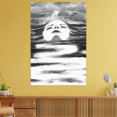 Toile La Face Océanique - Noir & Blanc - Dessin Abstrait (Insitu(Salon))