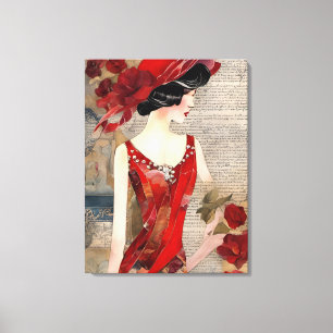 Toile La Femme en collier rouge