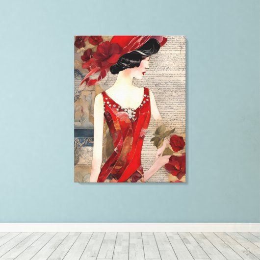 Toile La Femme en collier rouge (Insitu (Plancher de Bois))