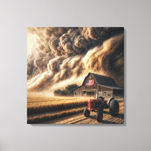 Toile La ferme Midwest Great Plains dans une tempête de