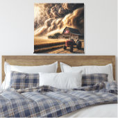 Toile La ferme Midwest Great Plains dans une tempête de  (Insitu(Chambre))