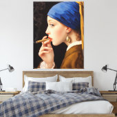 Toile La fille de Vermeer avec une perle en train de fum (Insitu(Chambre))