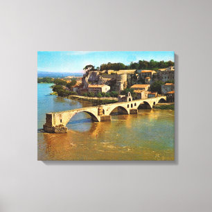 Toile La France vintage, Avignon, pont cassé