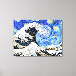 Toile La Grande Vague au large de Kanagawa dans une nuit