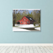 Toile La Grange Rouge En Hiver (Insitu (Plancher de Bois))
