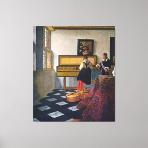 Toile La leçon de musique de Johannes Vermeer