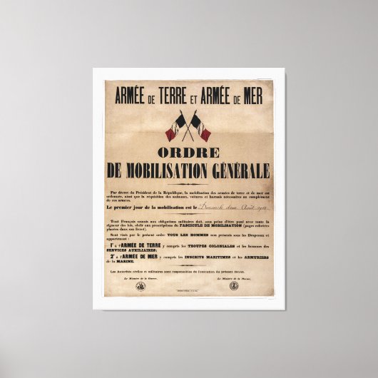 Toile La mobilisation en France le 1er août 1914 (Recto)
