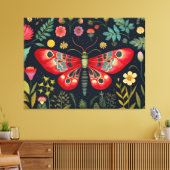 Toile La Mousse Rouge Dans Le Jardin De Nuit (Insitu(Salon))