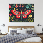 Toile La Mousse Rouge Dans Le Jardin De Nuit (Insitu(Chambre))