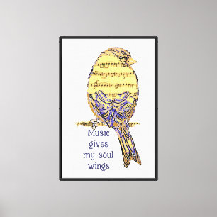 Toile La musique donne mon âme ailes Bird Freedom Notes