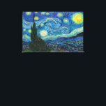 Toile La nuit étoilée par Vincent van Gogh<br><div class="desc">Le ciel nocturne de Van Gogh est une toile d'énergie tourbillonnante. Sous les étoiles qui explosent, le village reste un lieu d'ordre serein. Lier la terre et le ciel est le cyprès, ressemblant aux flammes, un arbre traditionnellement connecté aux cimetières et au deuil. Pourtant, pour Van Gogh, la mort n'était...</div>