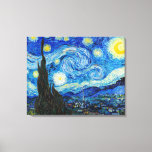 Toile La nuit étoilée | Van Gogh |<br><div class="desc">The Starry Night est une toile peinte à l'huile par le peintre néo-impressionniste néerlandais Vincent van Gogh. Peint en juin 1889,  il dépeint la vue depuis la fenêtre est de sa chambre d'asile à Saint-Rémy-de-Provence,  juste avant le lever du soleil,  avec l'ajout d'un village imaginaire.</div>