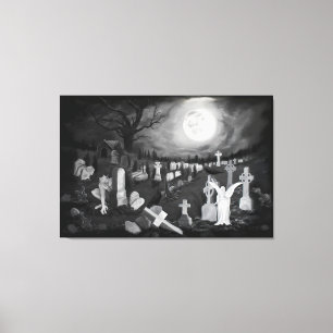 Toile La nuit sur le cimetière - Angel avec Diable